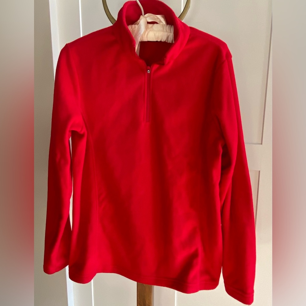 Lands End Red Fleece Quarter Zip